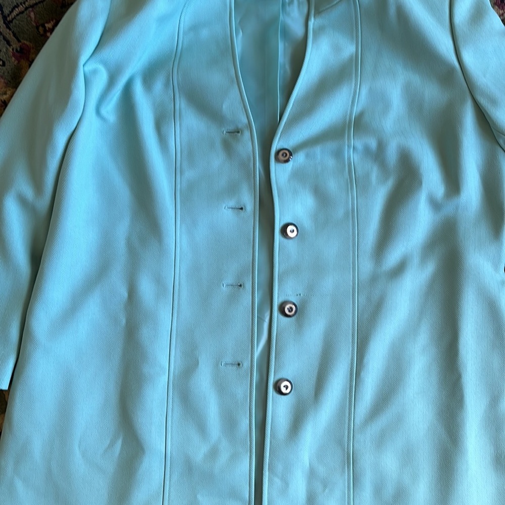 Tahari Arthur S. Levine light teal/green dress Coat/Blazer/Jacket. - Picture 7 of 10